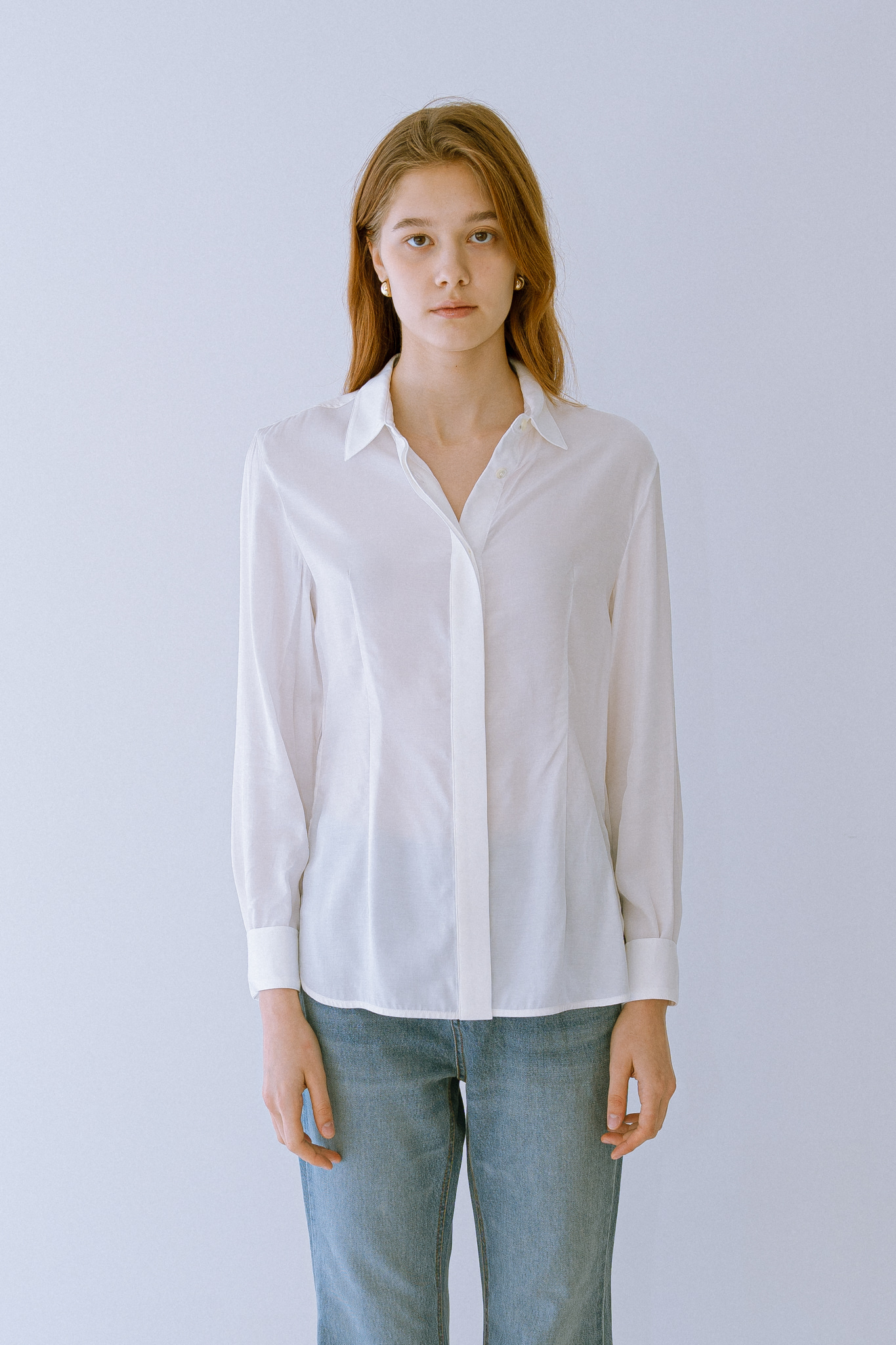 Slim shirt blouse (Ivory)