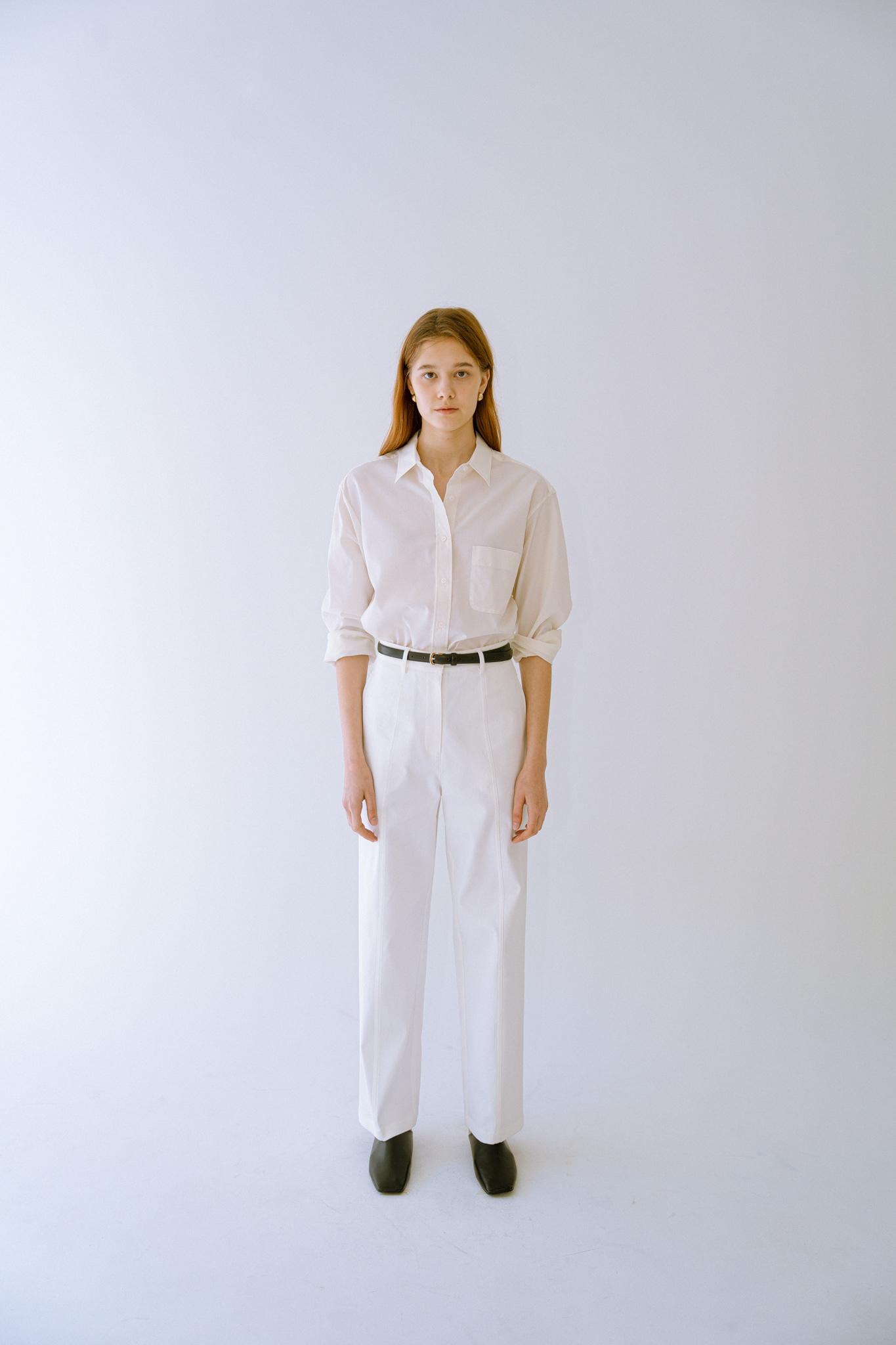 Straight cotton pants (White)