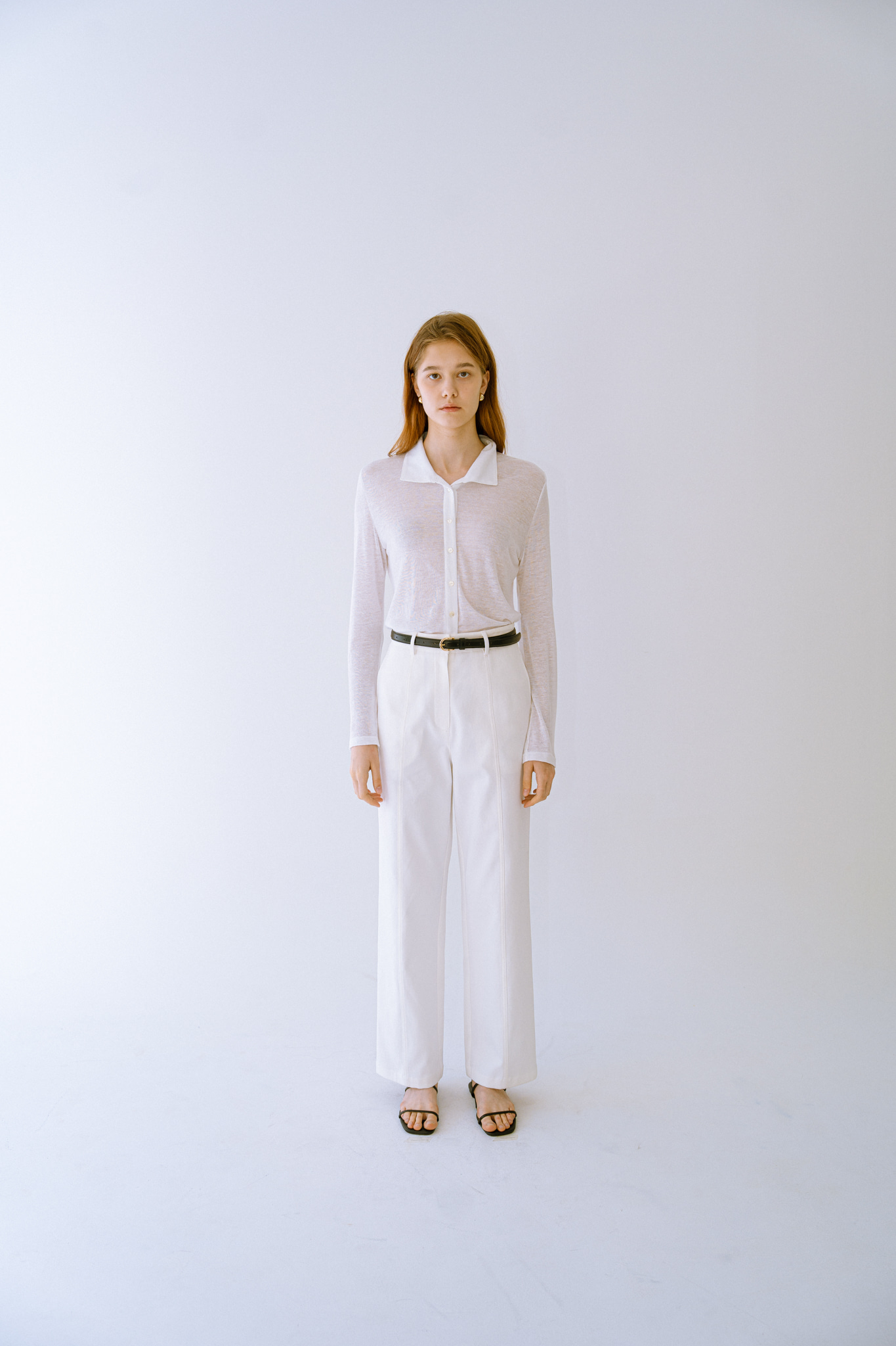 Basic Linen Collar Cardigan (White)