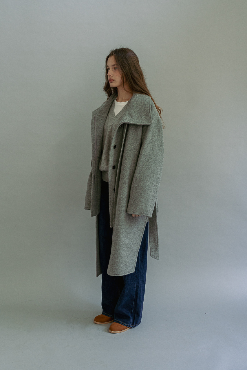 Shawl Cardigan Layered Coat (Melange Grey)