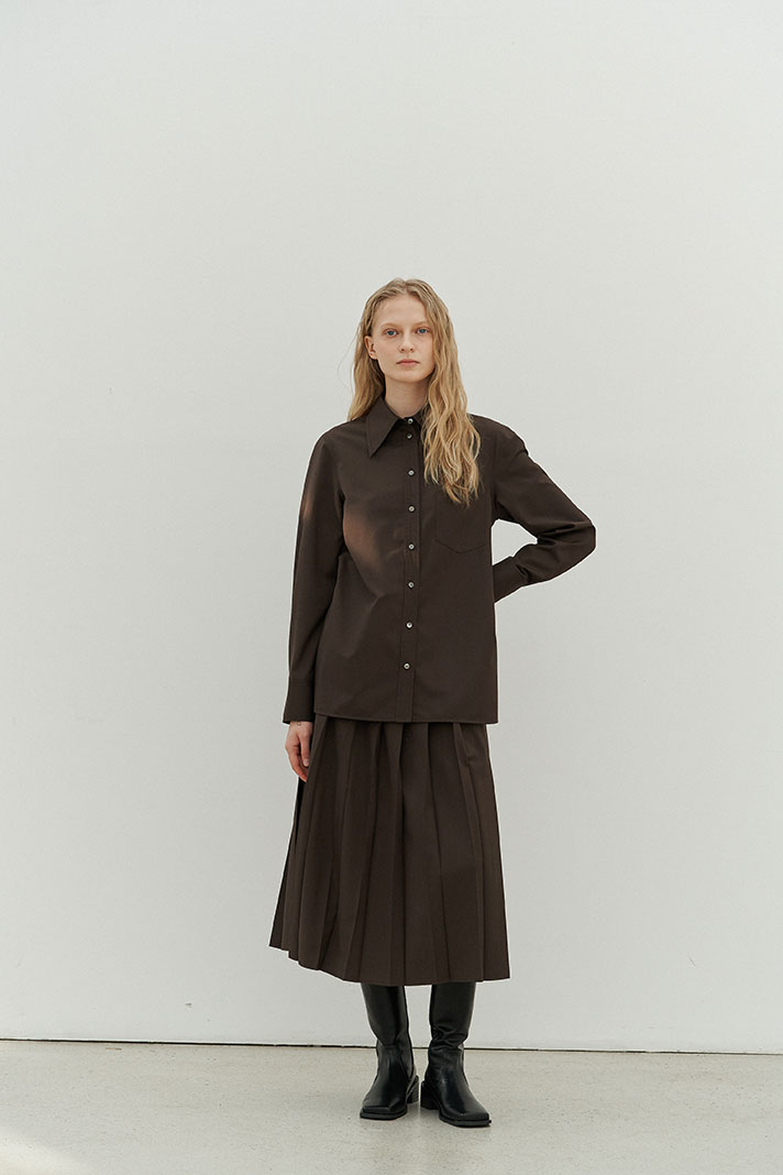 Belted shirt dress (Dark Brown)