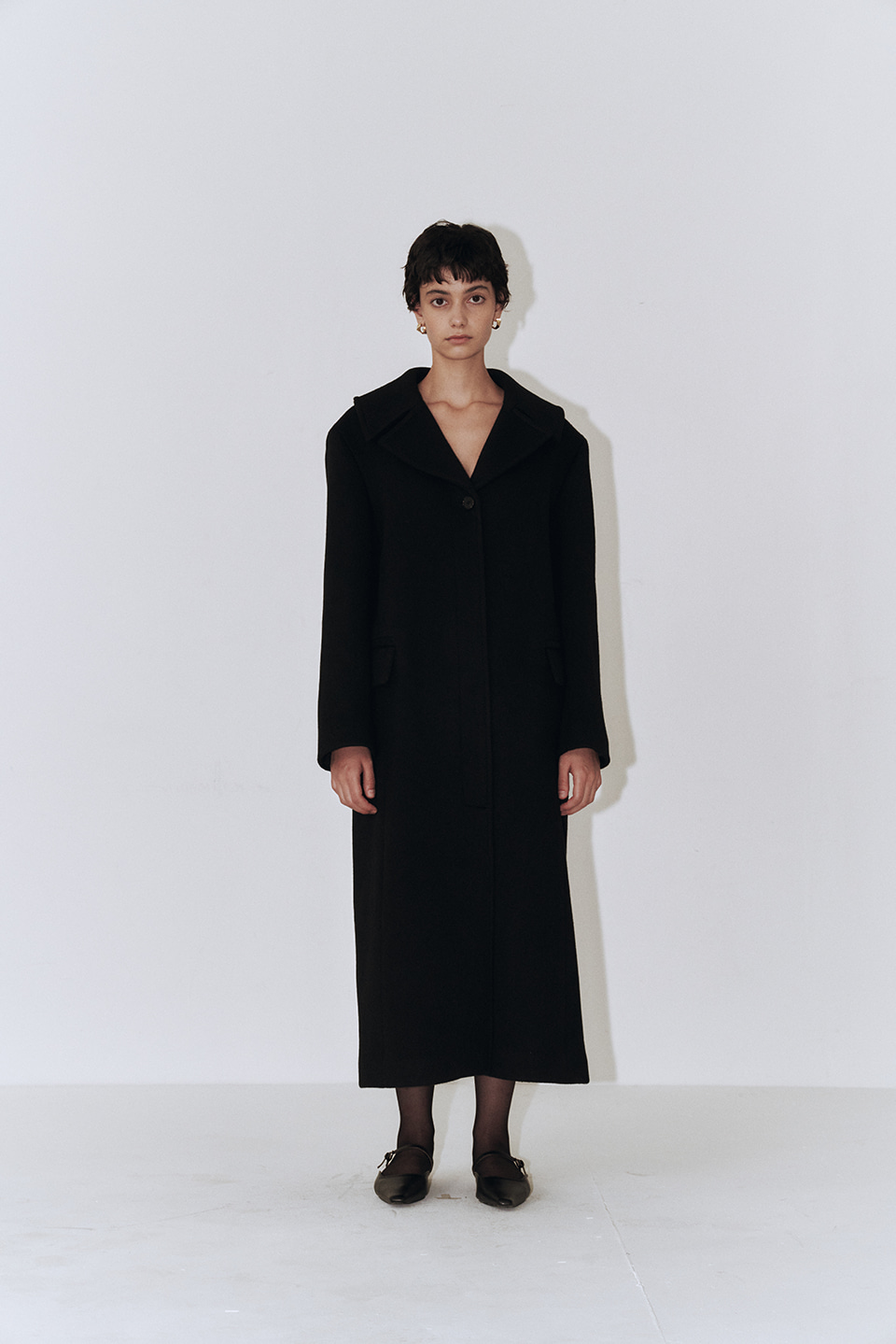 Cashmere Wool Single Coat (Black)
