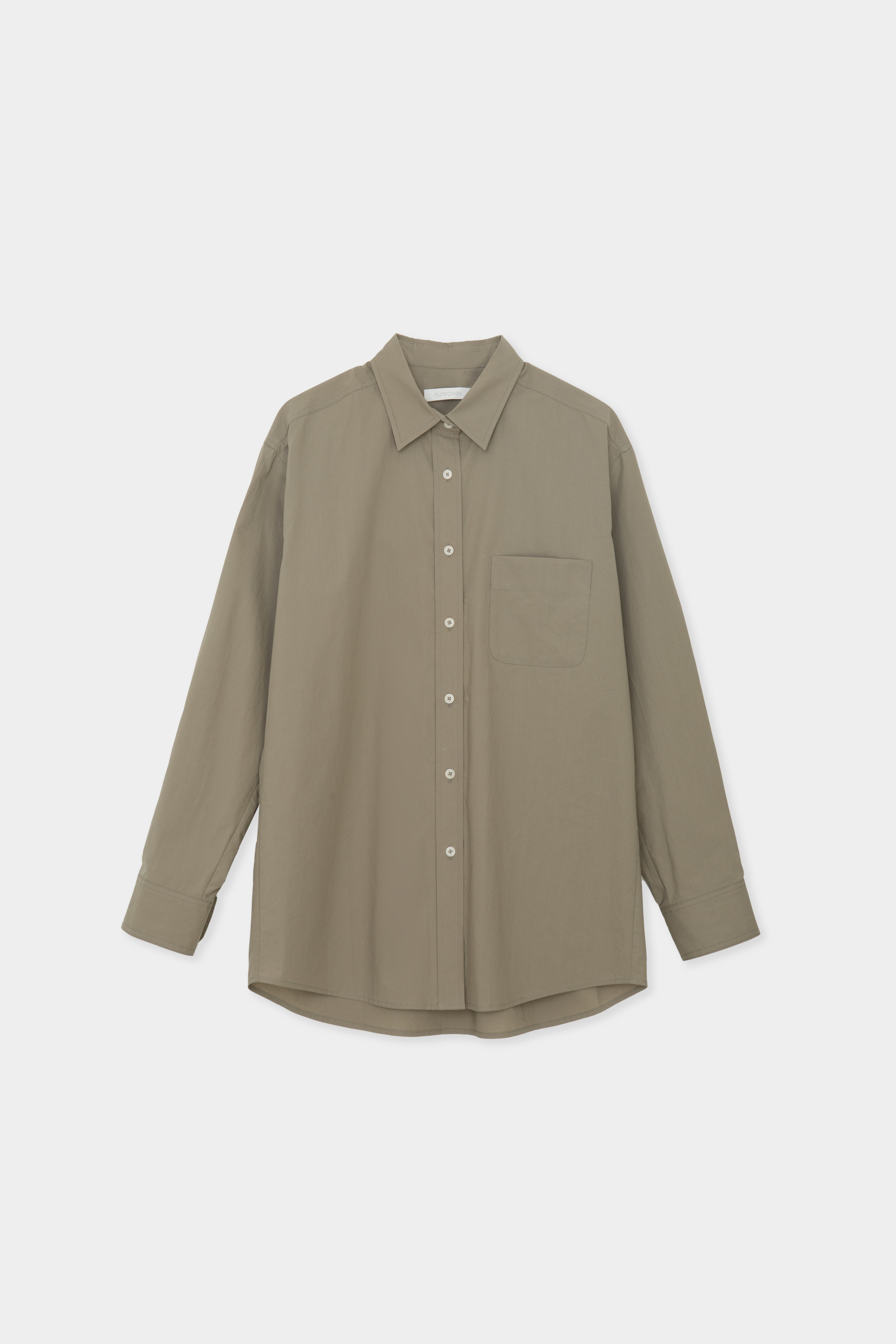 Color Point Cotton Shirt (Olive Khaki)