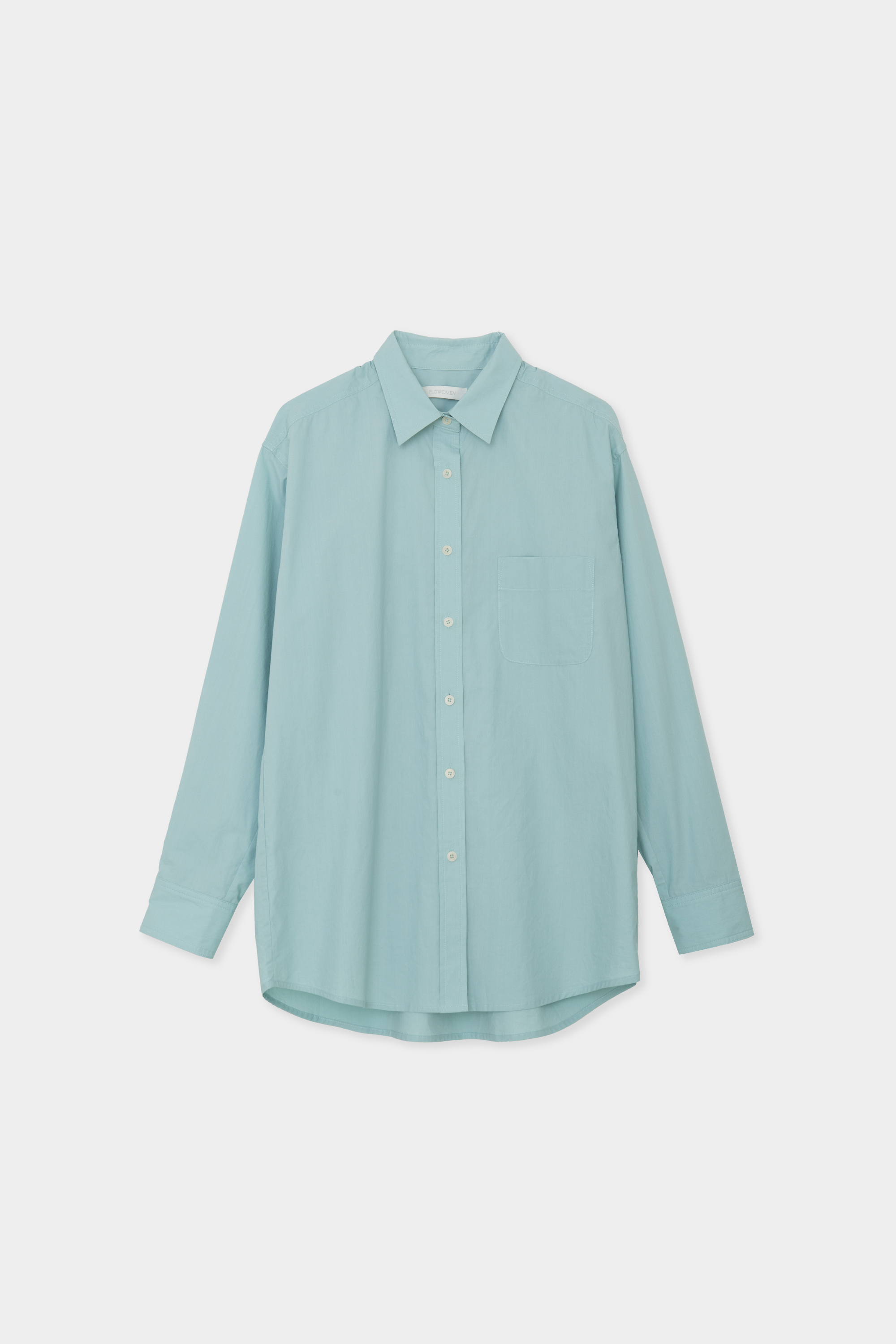 Color Point Cotton Shirt (Turquoise Blue)