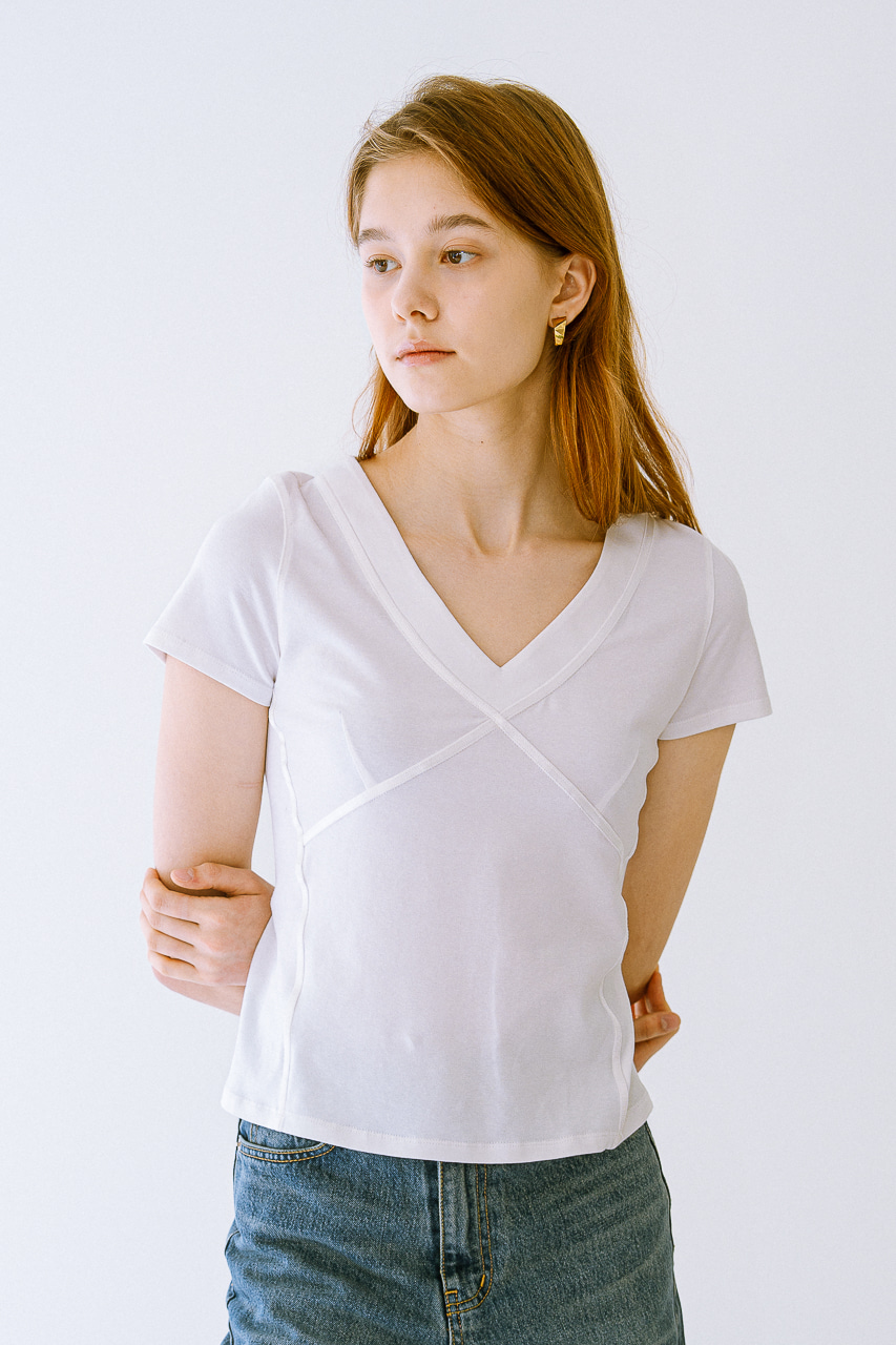 V-neck slim line t-shirt (2 color)