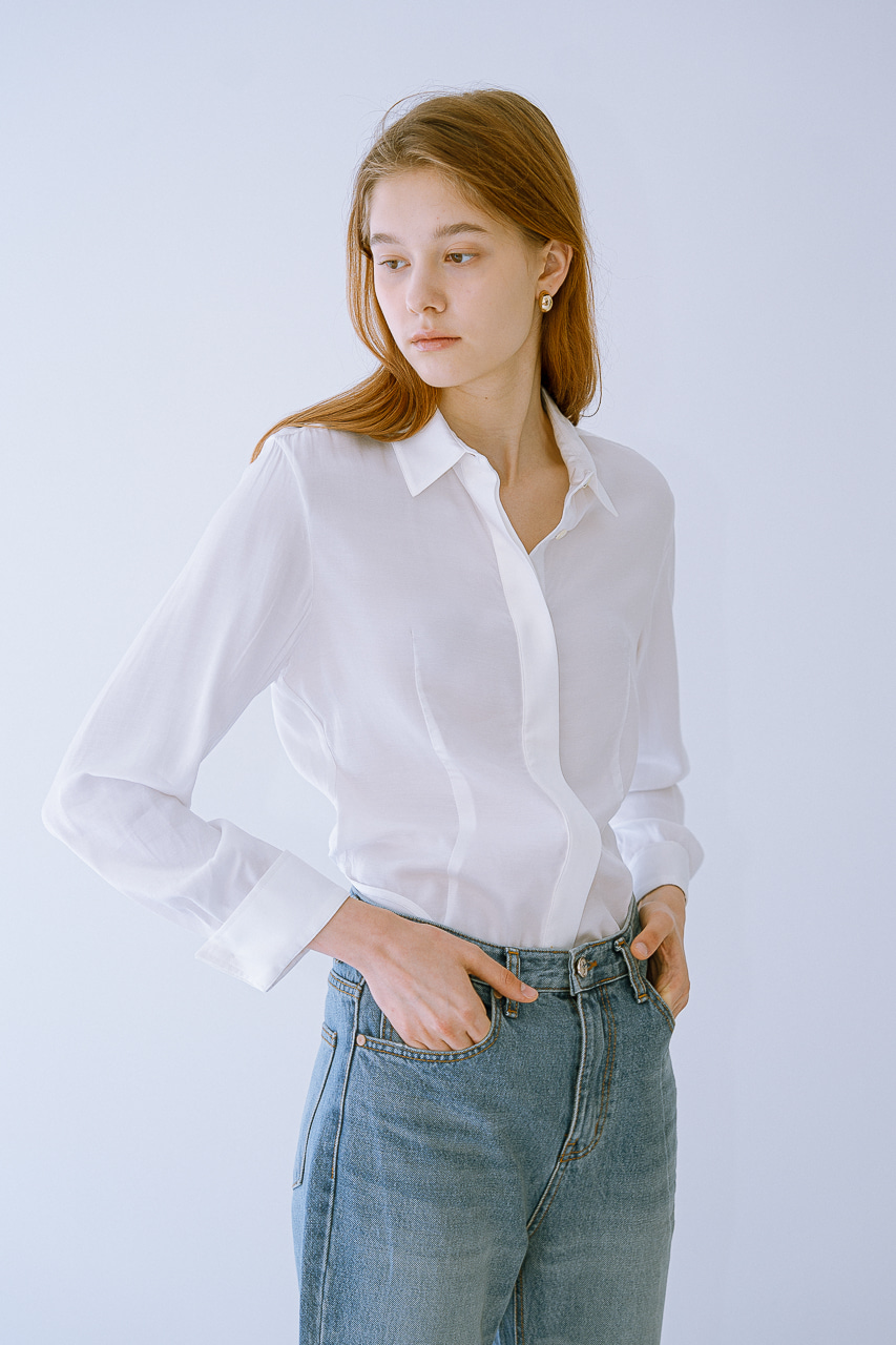Slim shirt blouse (Ivory)